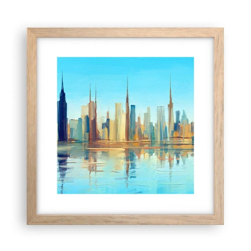 Plagát v ráme zo svetlého duba - Slnečná metropola - 30x30 cm