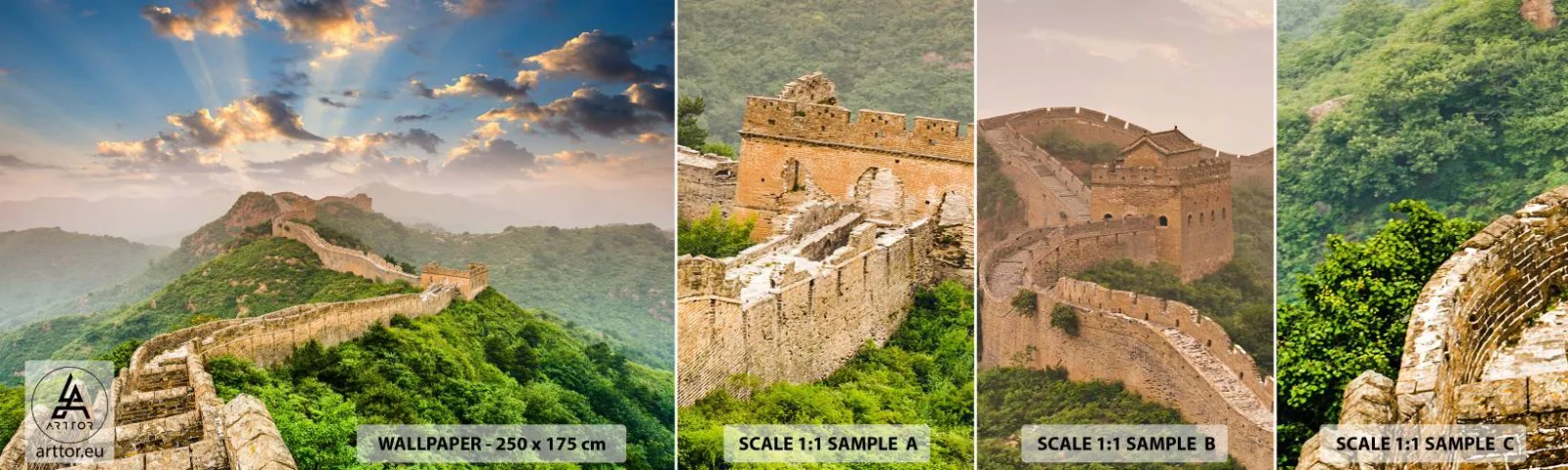 Vzorka samolepiacej fototapety Deluxe Sticker - Nepominuteľná veľkosť - Krajina, Veľký Čínsky Múr, Ázie - 100x30 cm