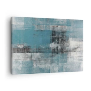 Obraz na plátne - Abstraktná kompozícia v odtieňoch modrej s textúrou a vrstvami. - 70x50cm - Voda a vzduch - Moderná nástenná dekorácia do obývacej izby a spálne ARTTOR