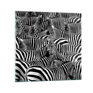 Obraz na skle - Skupinový portrét s pruhmi - 50x50 cm