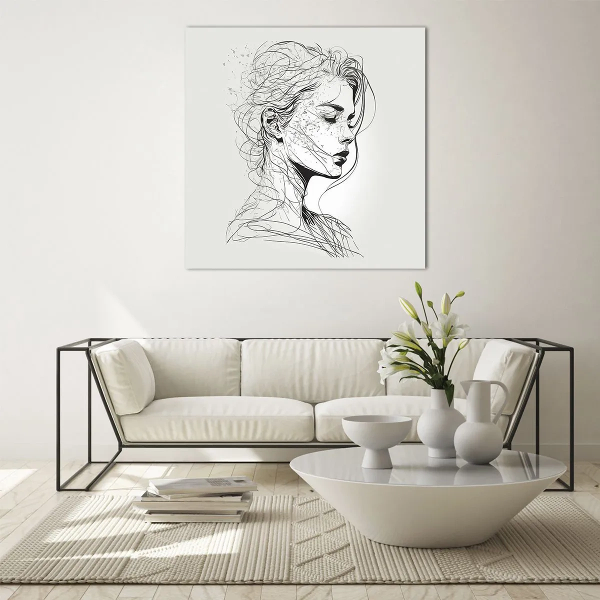 Obraz na skle - Portrét v zamyslení - 70x70 cm