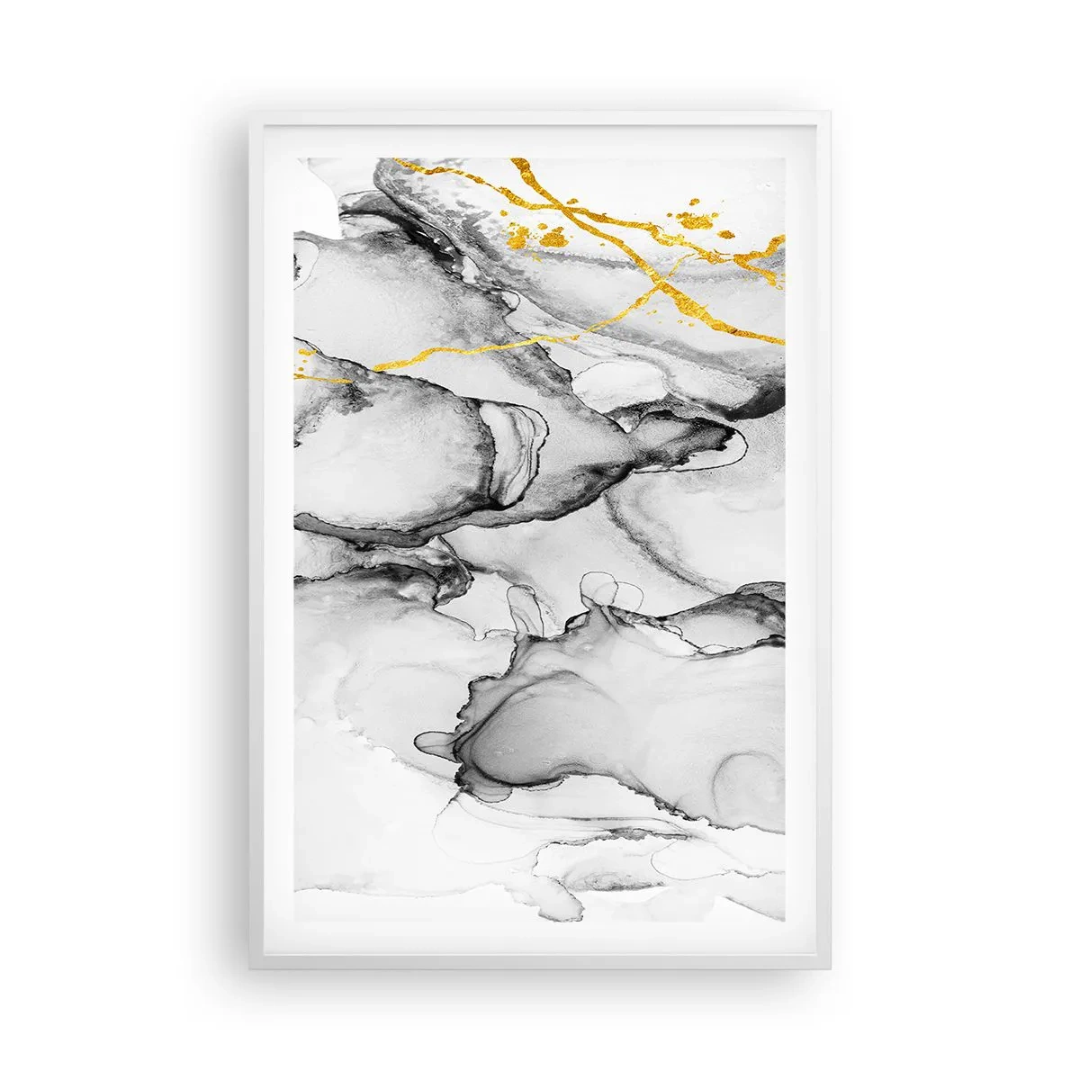 Plagát v bielom ráme - Kompozícia so zlatým motívom - 61x91 cm