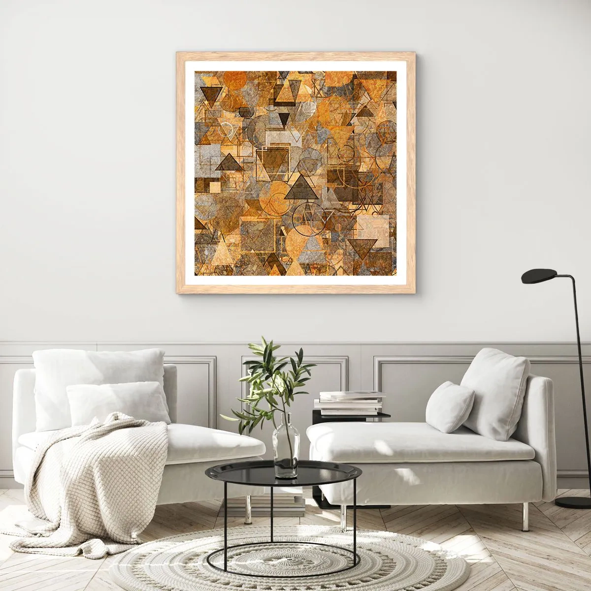 Plagát v ráme zo svetlého duba - Svet zachytený do tvaru - 50x50 cm