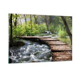 Obraz na skle - Pri spenenom vodopáde - 120x80 cm