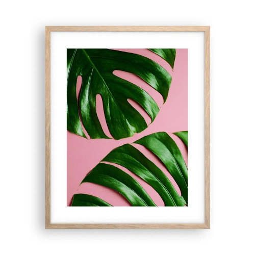 Plagát v ráme zo svetlého duba - Zelené rendez-vous - 40x50 cm