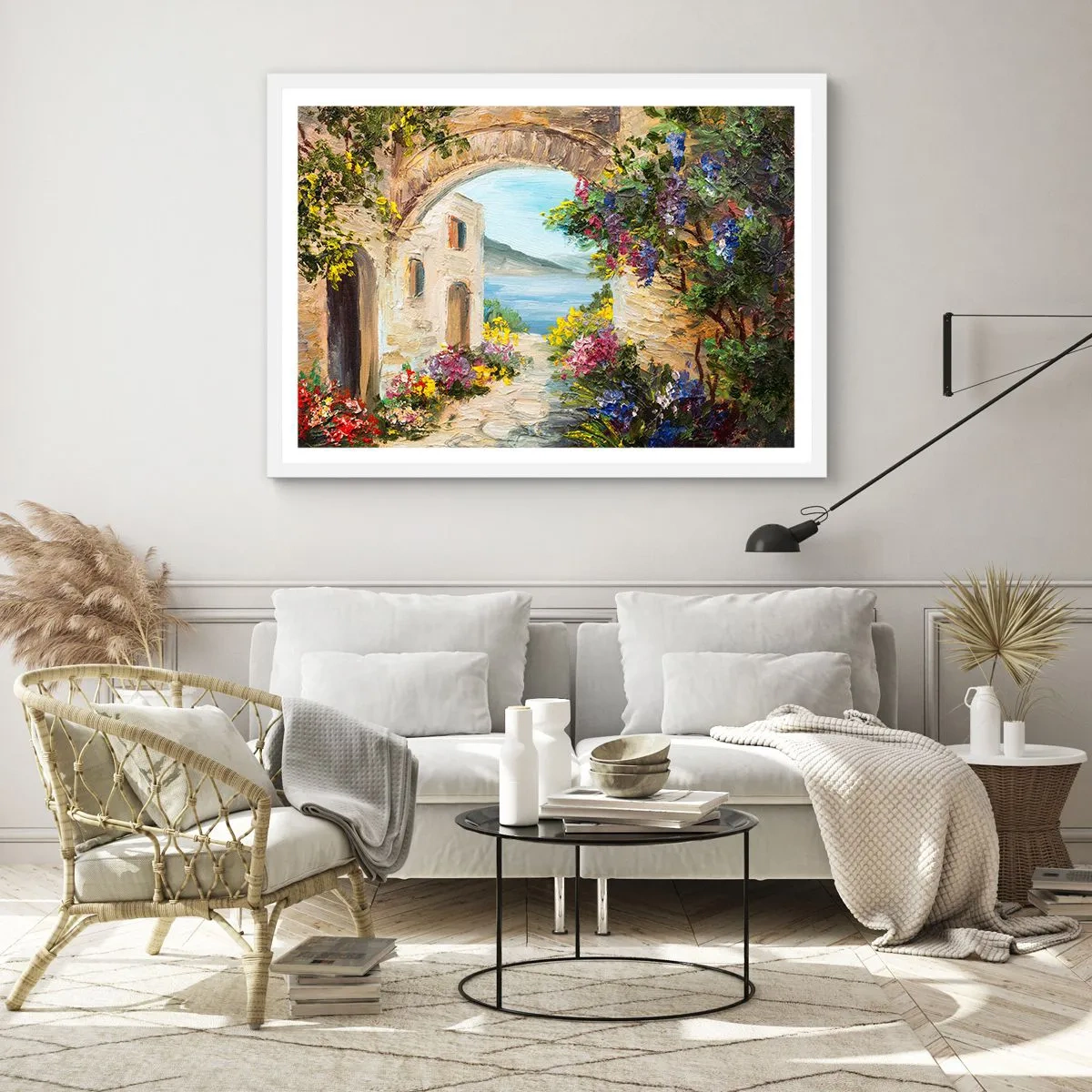 Plagát v bielom ráme - Pôvab pobrežnej krajiny - 100x70 cm