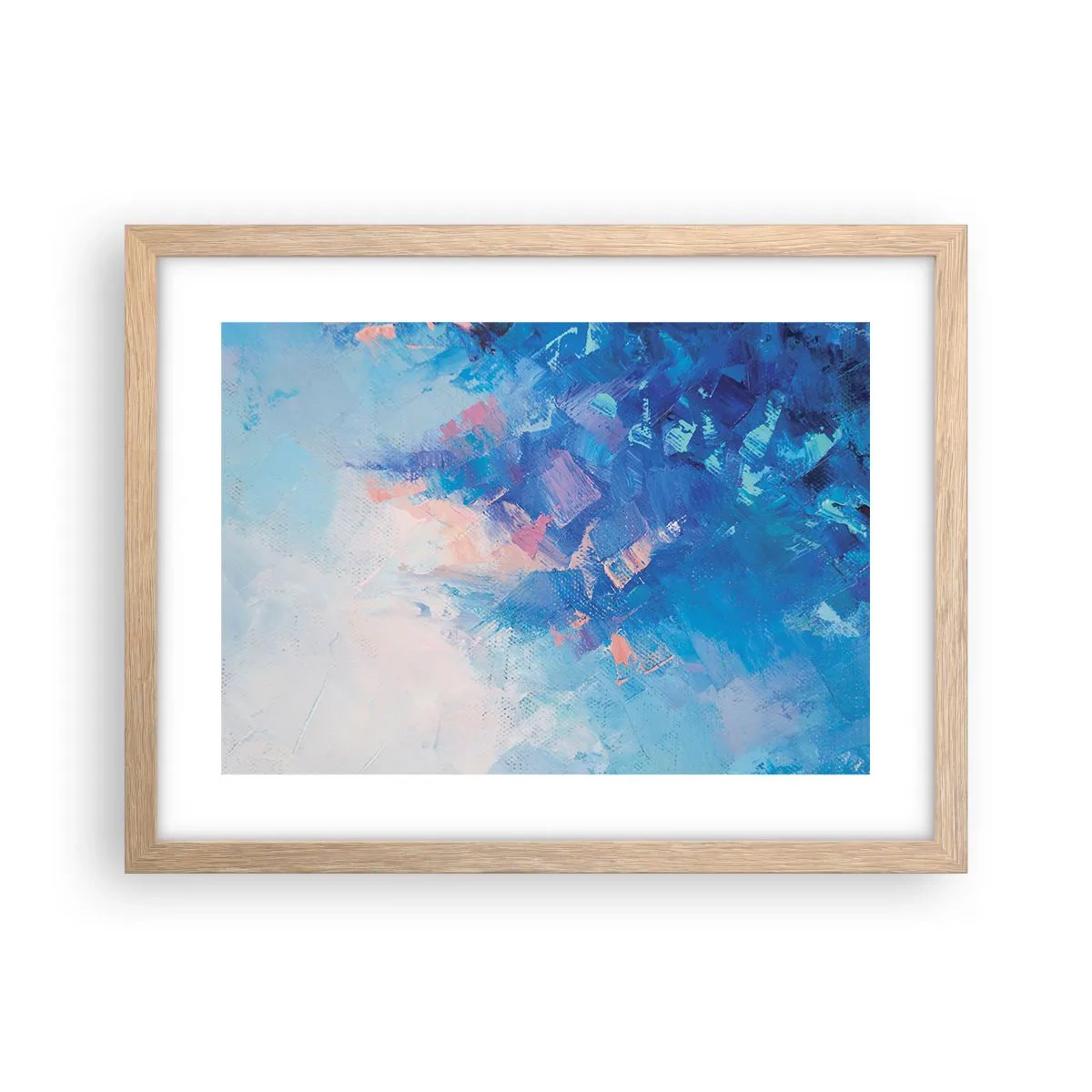 Plagát v ráme zo svetlého duba - Zimná abstrakcia - 40x30 cm