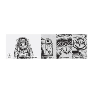Vzorka fototapety Premium Sand - Alternatívny vývoj - Abstrakcia, Astronaut, Opica - 100x30 cm
