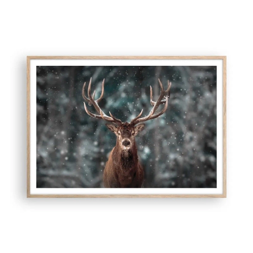 Plagát v ráme zo svetlého duba - Skutočný kráľ lesa - 100x70 cm