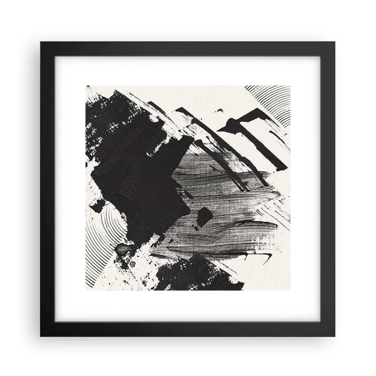 Plagát v čiernom ráme - Abstrakcia – expresia čiernej - 30x30 cm