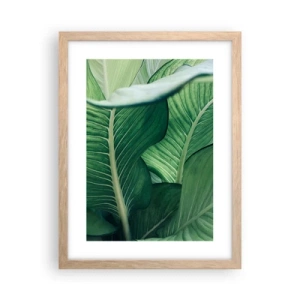 Plagát v ráme zo svetlého duba - Intenzívne zelený život - 30x40 cm