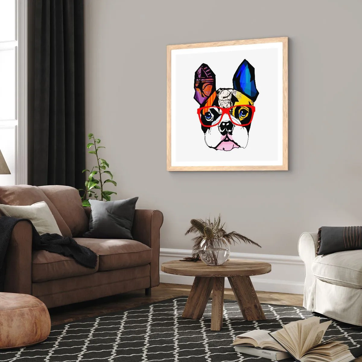 Plagát v ráme zo svetlého duba - Intelektuál - 50x50 cm