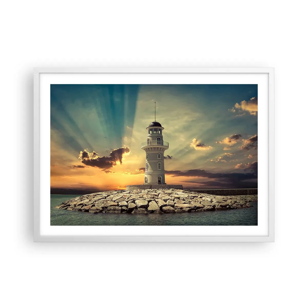 Plagát v bielom ráme - Svetlo - Dobro - Krása - 70x50 cm