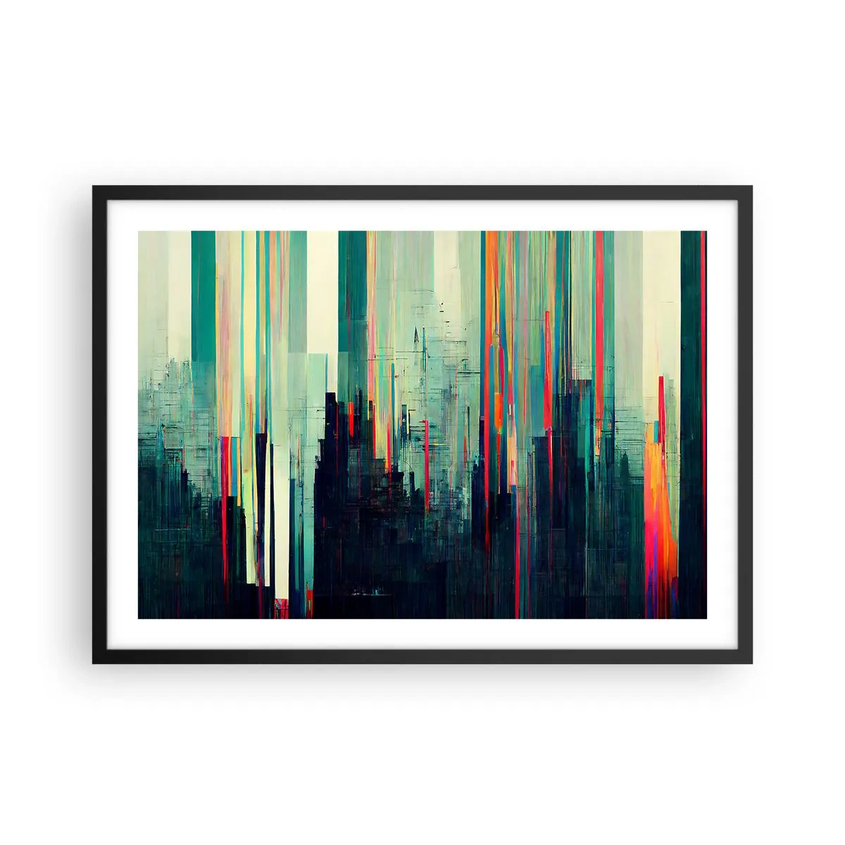 Plagát v čiernom ráme - Futuristické mesto - 70x50 cm