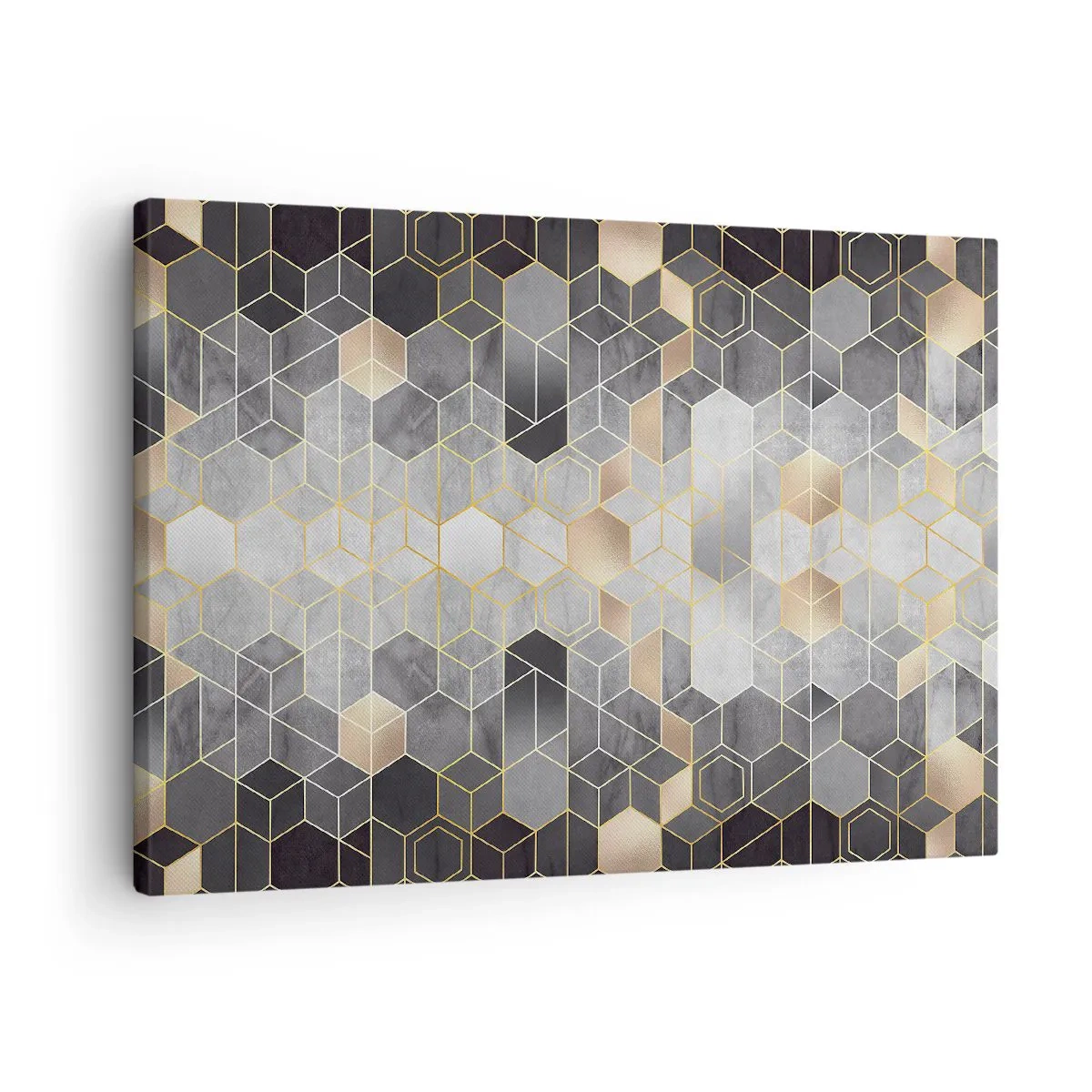 Obraz na plátne - Geometrický vzor v zlatých odtieňoch - 70x50cm - Diamantová kompozícia - Moderná nástenná dekorácia do obývacej izby a spálne ARTTOR