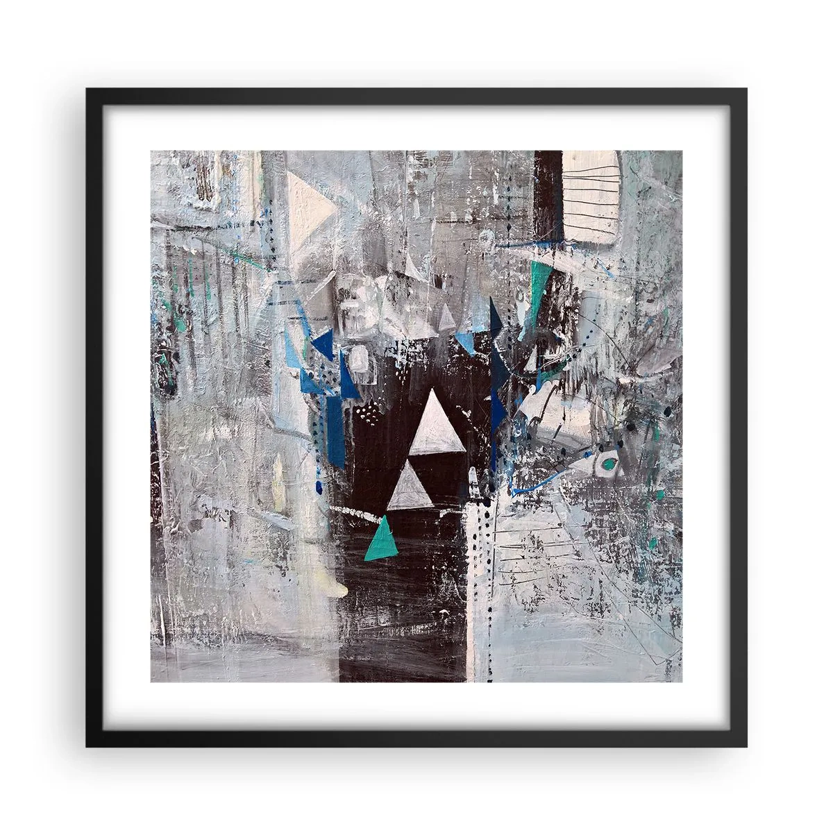 Plagát v čiernom ráme - Prednostné poradie trojuholníkov - 50x50 cm