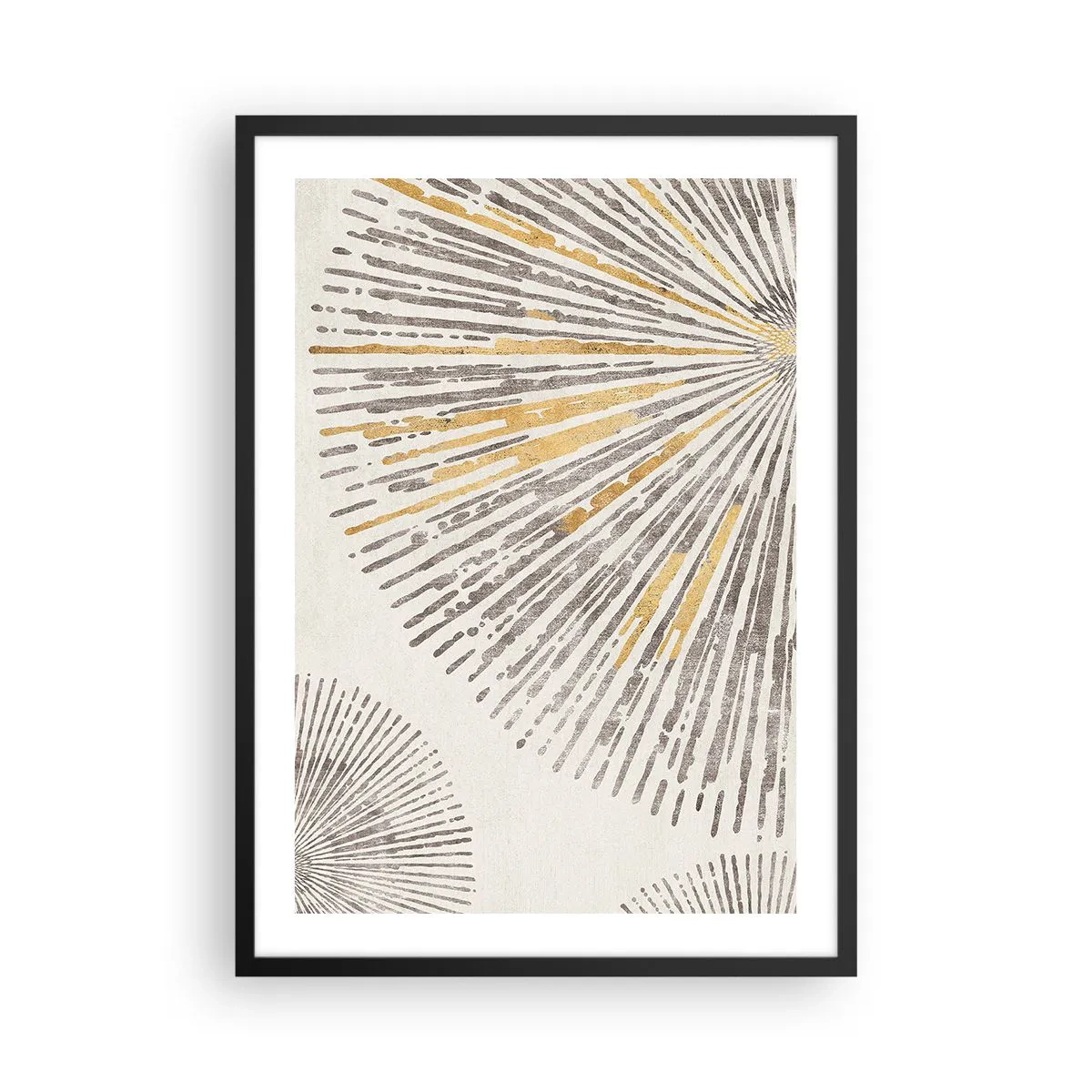 Plagát v čiernom ráme - Abstraktný lúčový vzor v odtieňoch zlatej a hnedej - 50x70cm - Krása lúča - Moderná nástenná dekorácia do obývacej izby a spálne ARTTOR