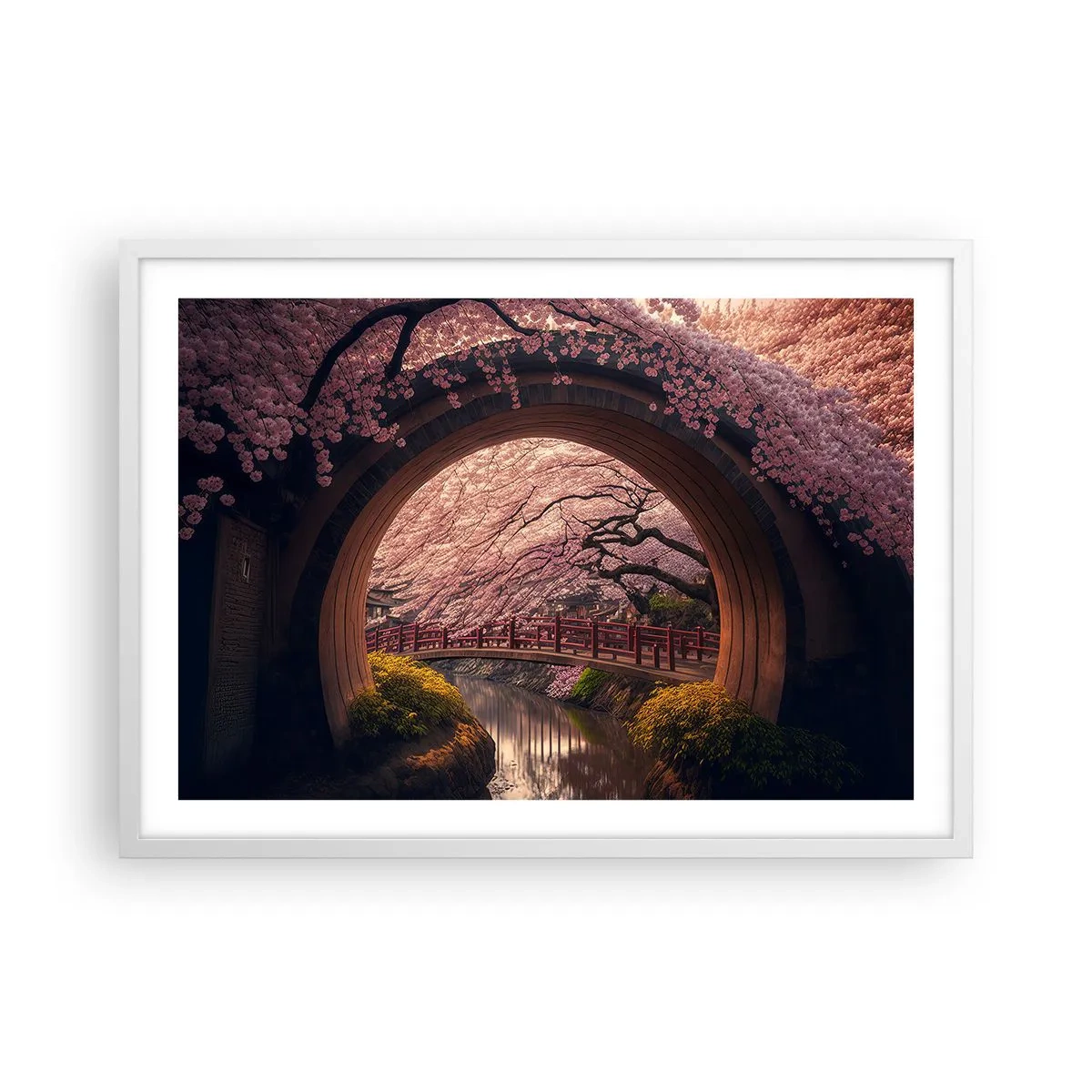 Plagát v bielom ráme - Japonská jar - 70x50 cm
