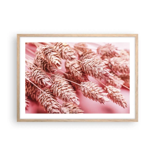 Plagát v ráme zo svetlého duba - Kvetinová kaskáda v ružovej - 70x50 cm
