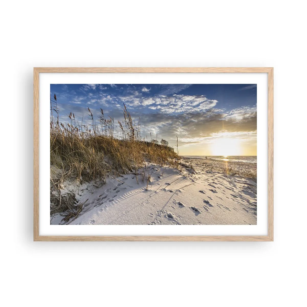 Plagát v ráme zo svetlého duba - Pozvánka na prechádzku - 70x50 cm