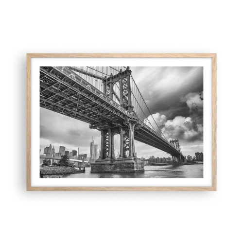 Plagát v ráme zo svetlého duba - Do srdca mesta - 70x50 cm