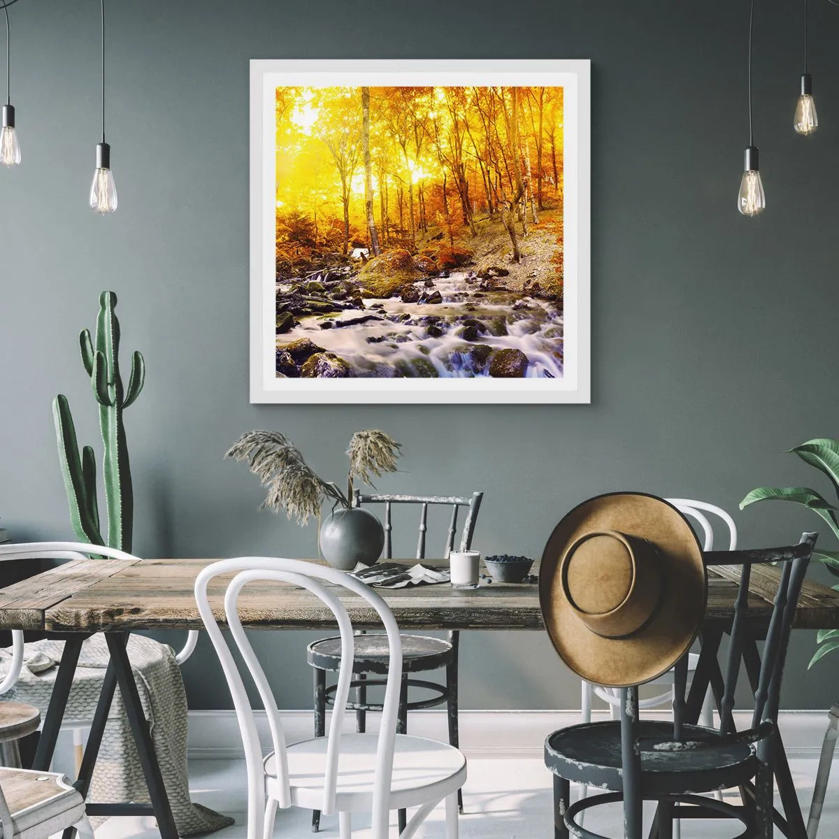 Plagát v bielom ráme - Kamene zasadené do zlata a platiny - 40x40 cm