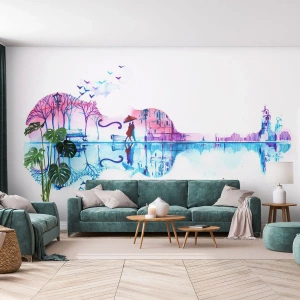 Fototapeta Premium Canvas - Prinesiem vám dažďové piesne - Abstrakcia, husle, Architektúra - 450x315 cm