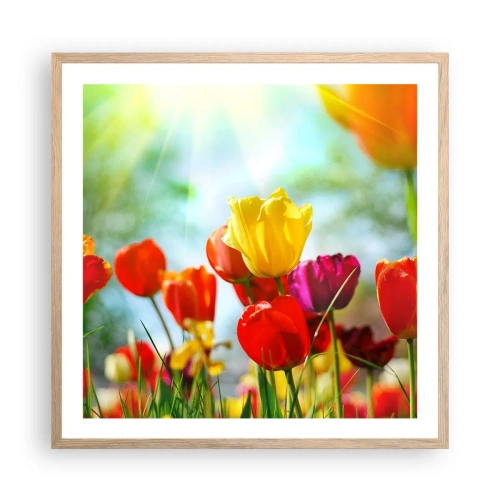Plagát v ráme zo svetlého duba - Všetky farby slnka - 60x60 cm