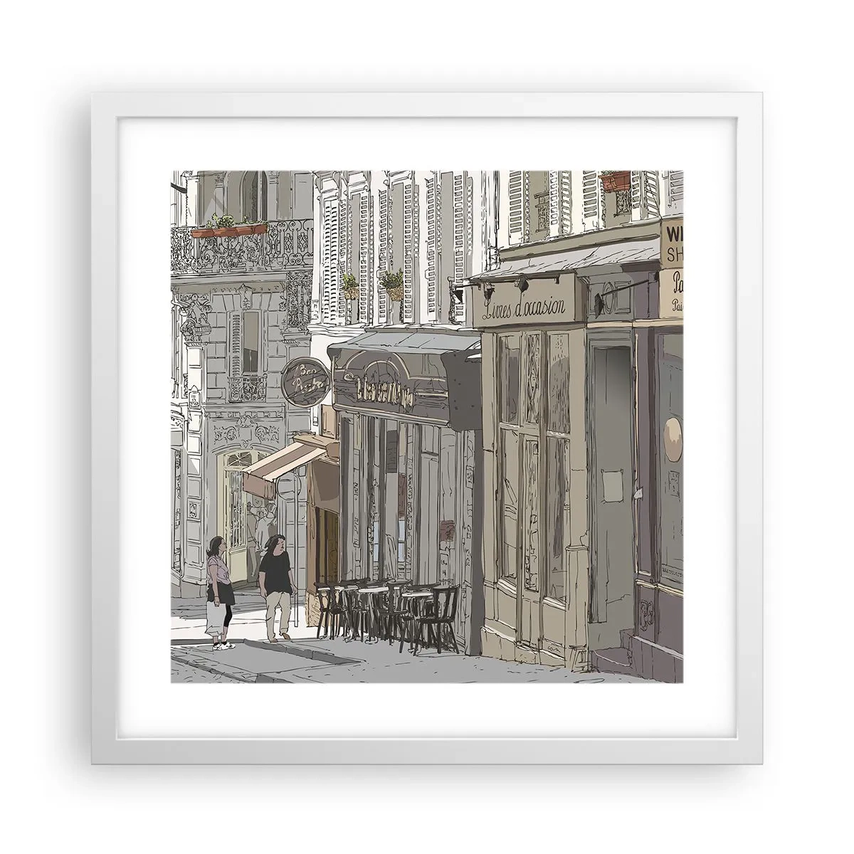 Plagát v bielom ráme - Mestské radosti - 40x40 cm