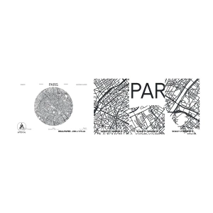 Vzorka samolepiacej fototapety Deluxe Sticker - Anatómia Paríža - Mapa, Paríž, Francúzsko - 100x30 cm