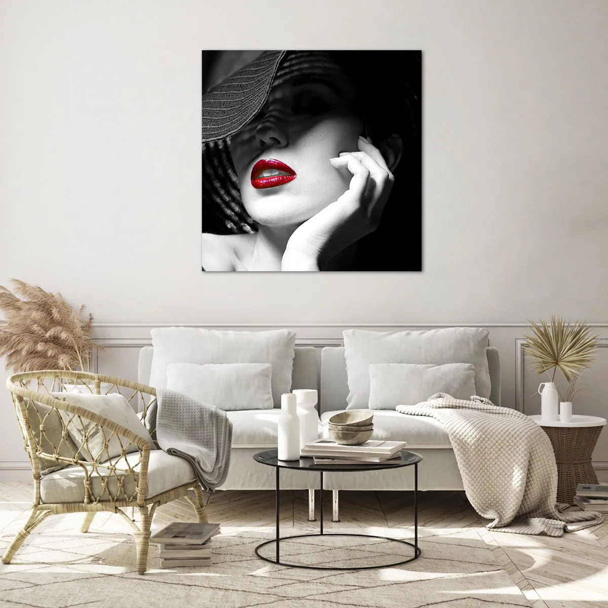 Obraz na skle - Štúdia v šarlátovej - 50x50 cm