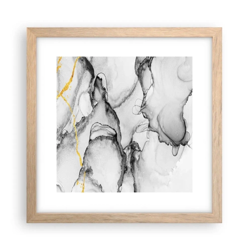 Plagát v ráme zo svetlého duba - Kompozícia so zlatým motívom - 30x30 cm