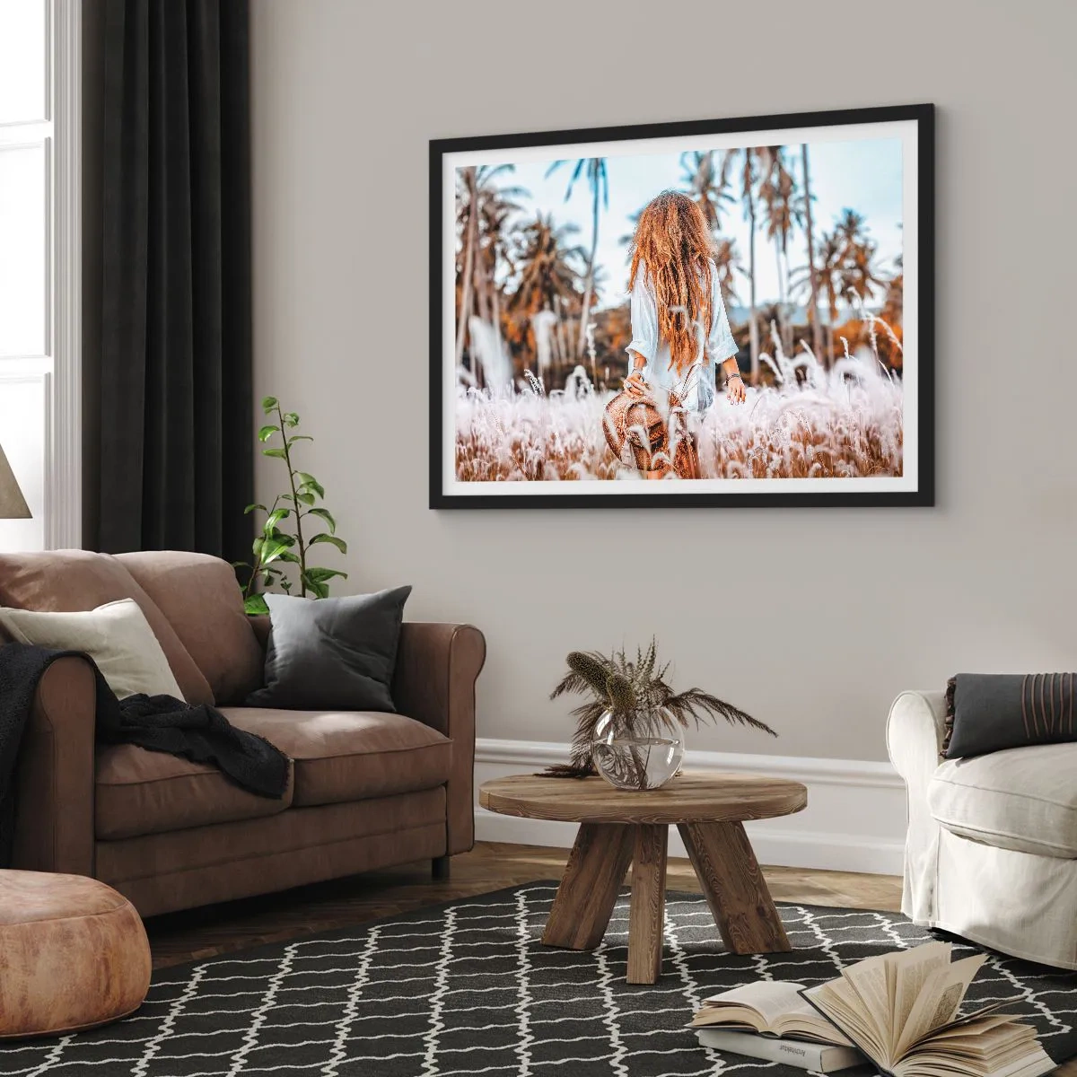 Plagát v čiernom ráme - Zrodená z trávnej páperie - 70x50 cm