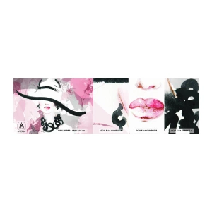 Vzorka Fototapeta Standard Eco - Portrét dámy v čiernej a ružovej - Žena, Ženská tvár, Abstrakcia - 100x30 cm