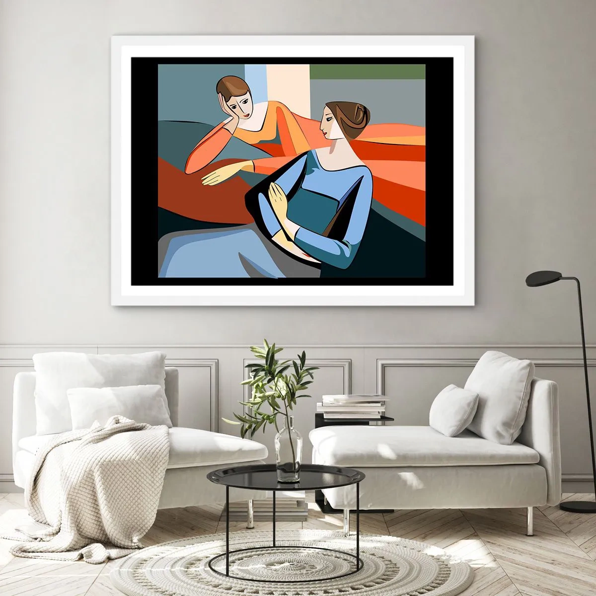 Plagát v bielom ráme - Dôverná chvíľa - 70x50 cm
