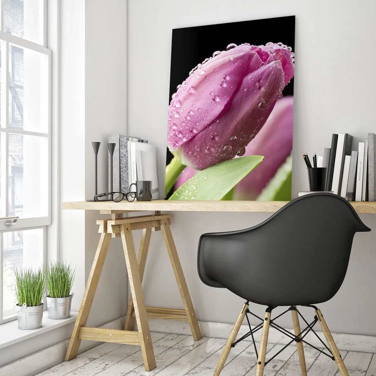 Obraz na skle - Ľaliový sen v rose - 50x70 cm