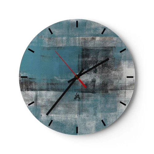 Nástenné hodiny - Abstraktný vzor v odtieňoch tyrkysovej a sivej - 30x30cm - Voda a vzduch - Moderná nástenná dekorácia do obývacej izby, kuchyne a spálne ARTTOR