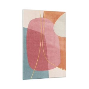 Obraz na skle - Pastelová kompozícia so zlatou niťou - 70x100 cm