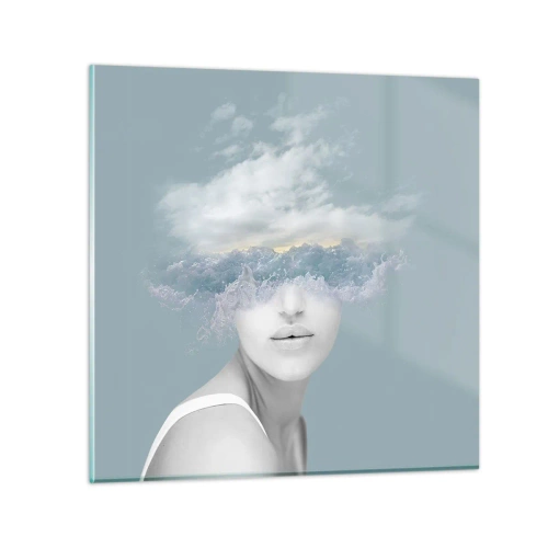 Obraz na skle - S hlavou v oblakoch - 30x30 cm
