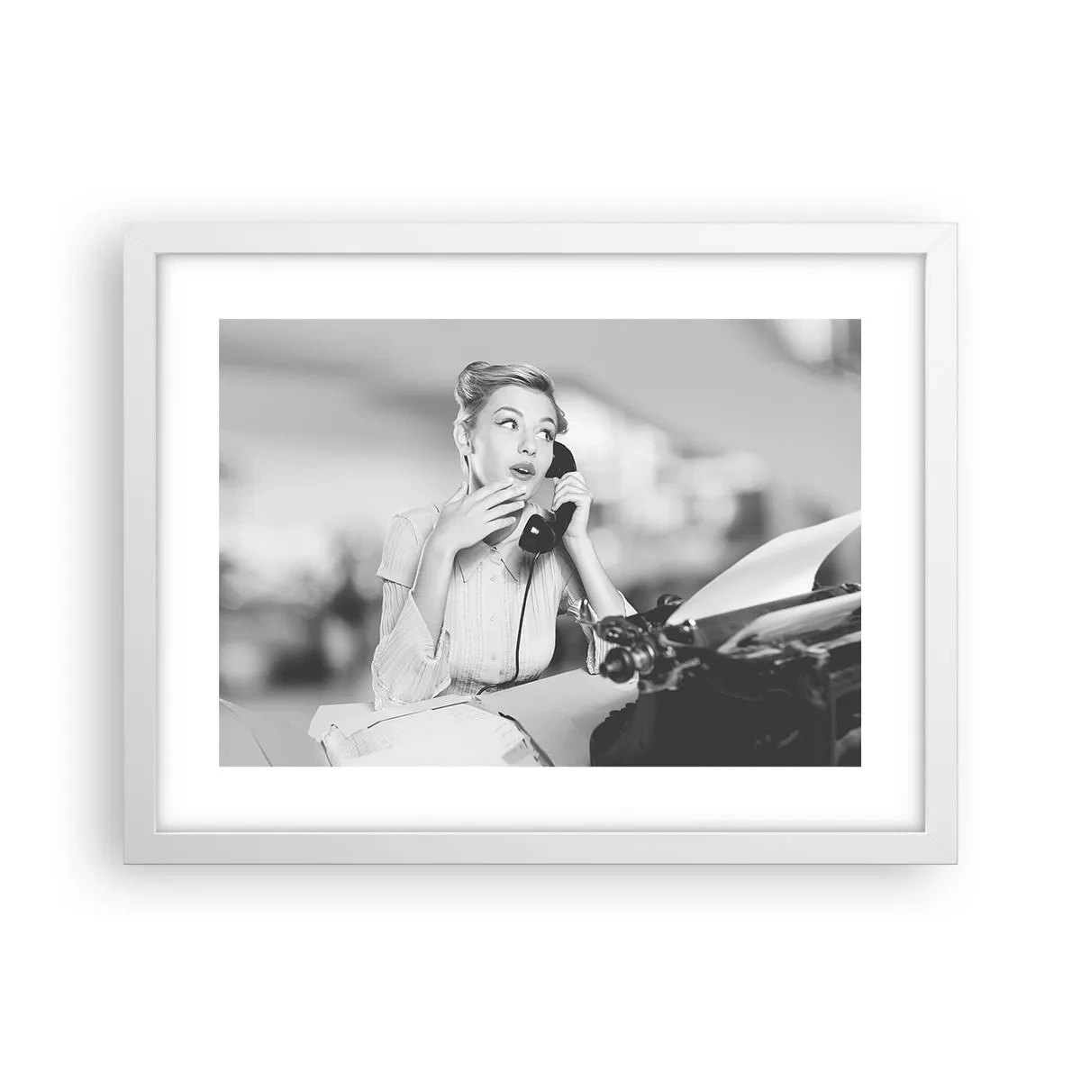 Plagát v bielom ráme - Halo, tu sú 50. roky. - 40x30 cm