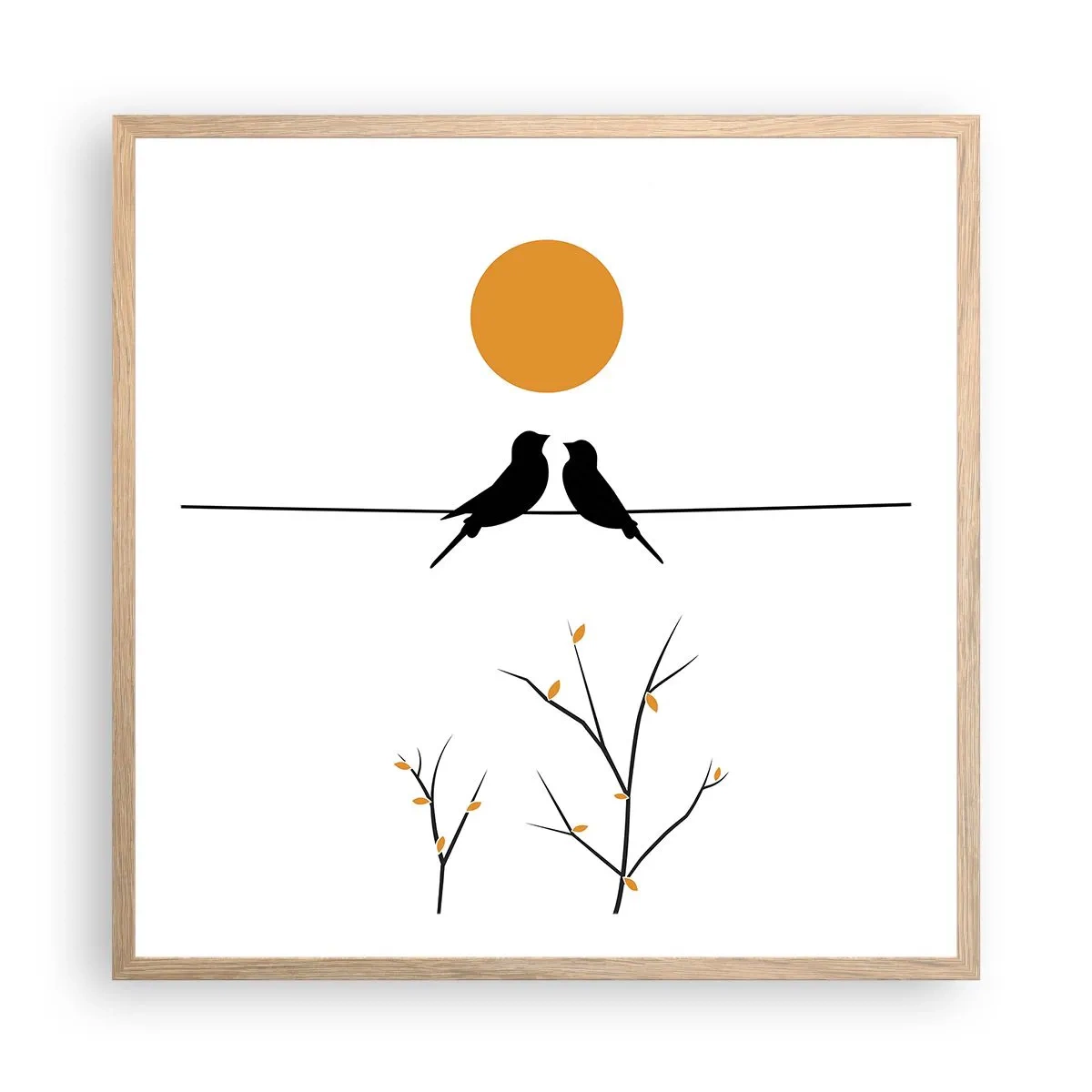 Plagát v ráme zo svetlého duba - Slávičí večer - 60x60 cm