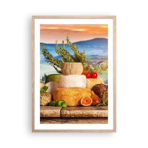 Plagát v ráme zo svetlého duba - Talianska radosť zo života - 50x70 cm