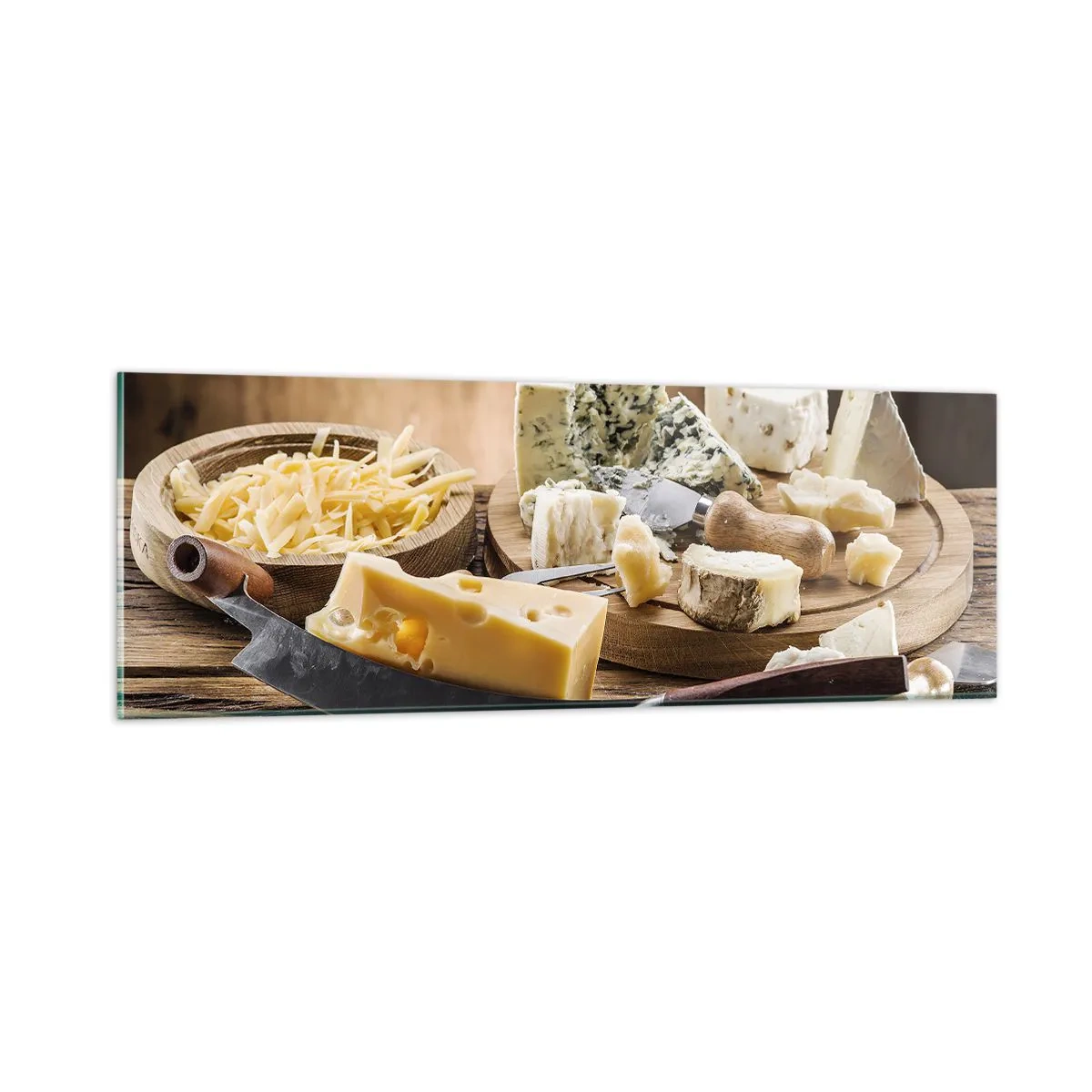 Obraz na skle - Usmej sa na syr - 90x30 cm