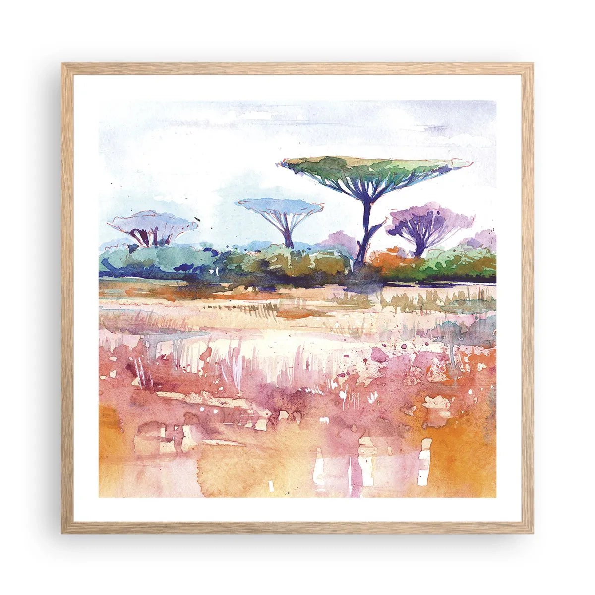 Plagát v ráme zo svetlého duba - Farby savany - 60x60 cm