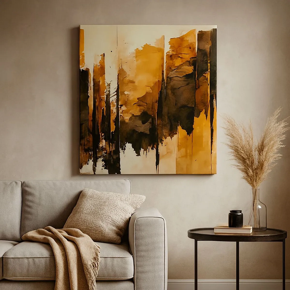 Obraz na plátne - Harmónia čiernej a zlatej - 30x30 cm