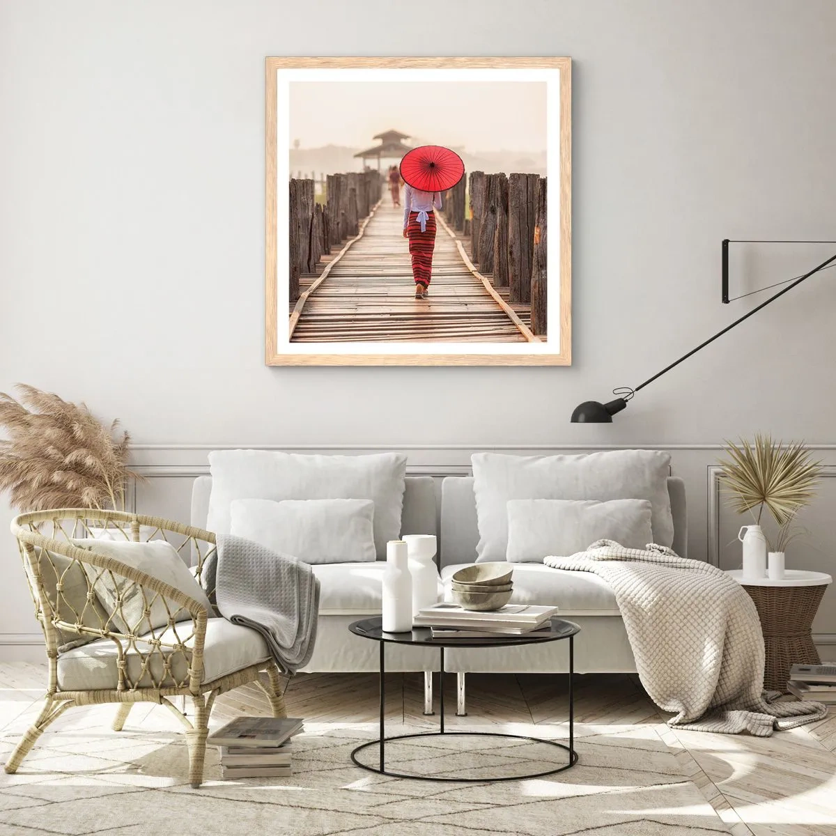 Plagát v ráme zo svetlého duba - Na starom moste - 30x30 cm