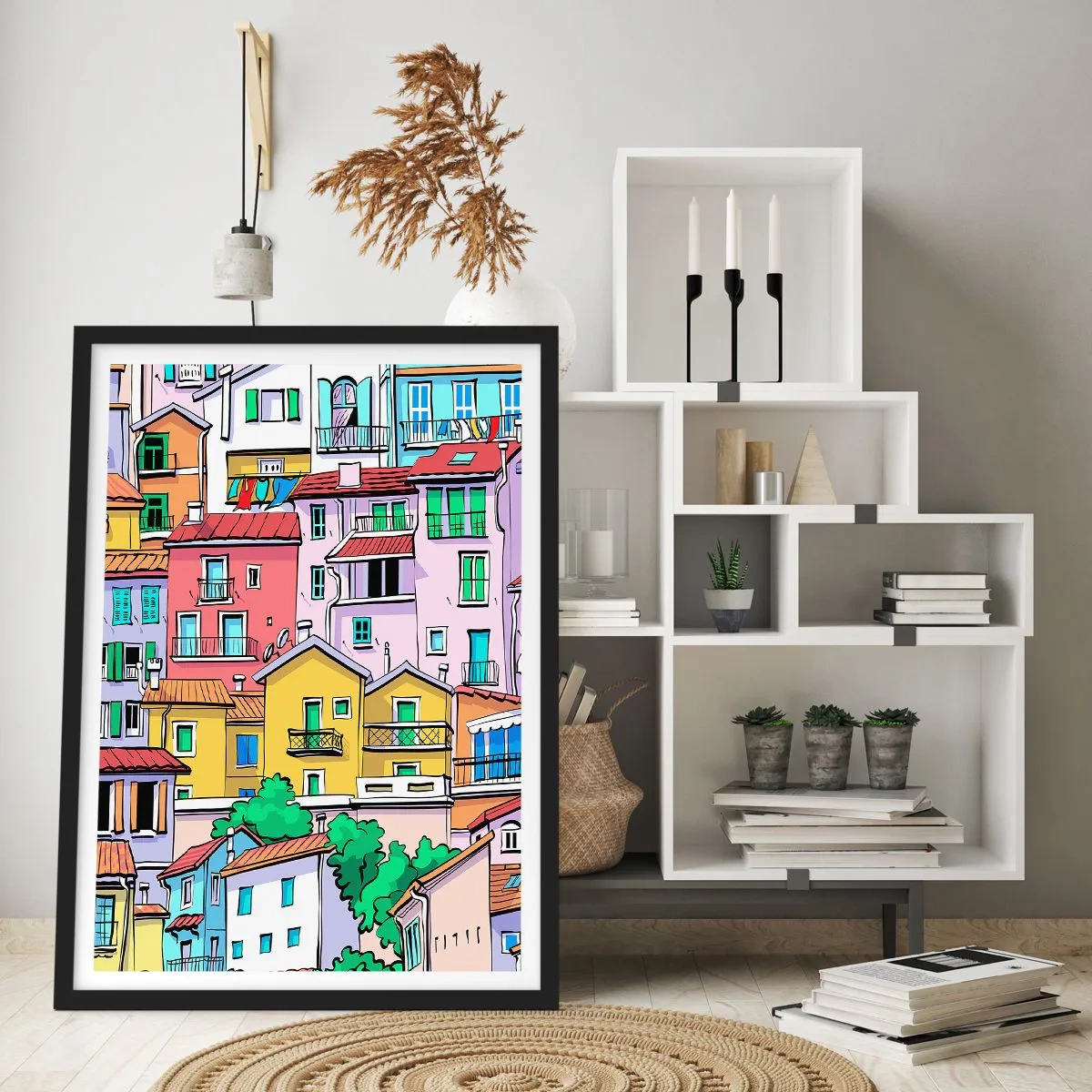Plagát v čiernom ráme - Veselé mesto - 61x91 cm