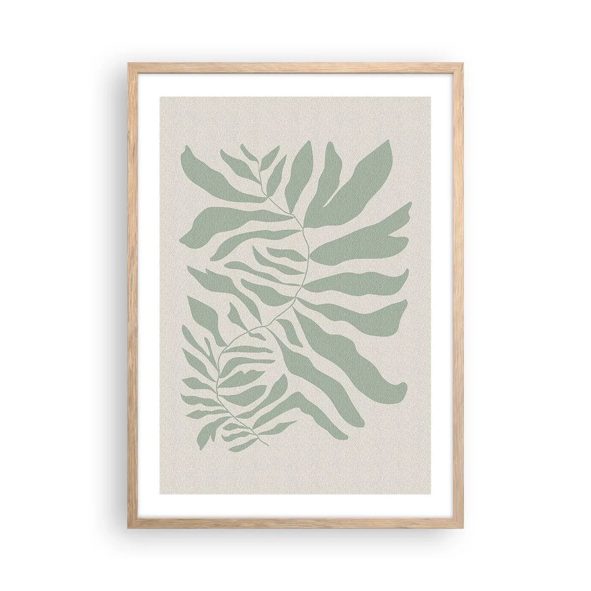 Plagát v ráme zo svetlého duba - Smaragdová vetva - 50x70 cm