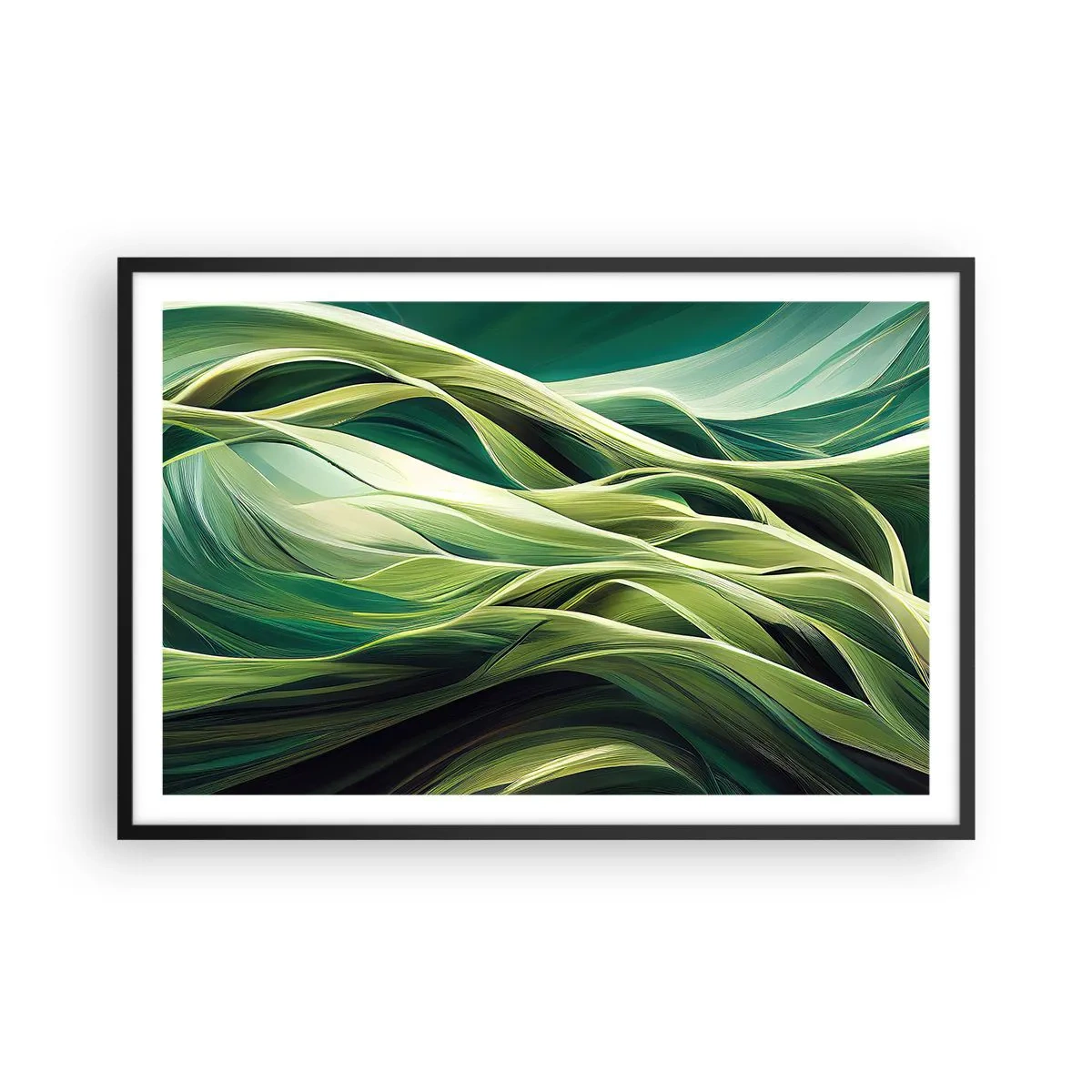 Plagát v čiernom ráme - Abstraktná hra na zelenú - 91x61 cm