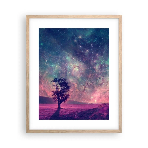 Plagát v ráme zo svetlého duba - Pod magickou oblohou - 40x50 cm